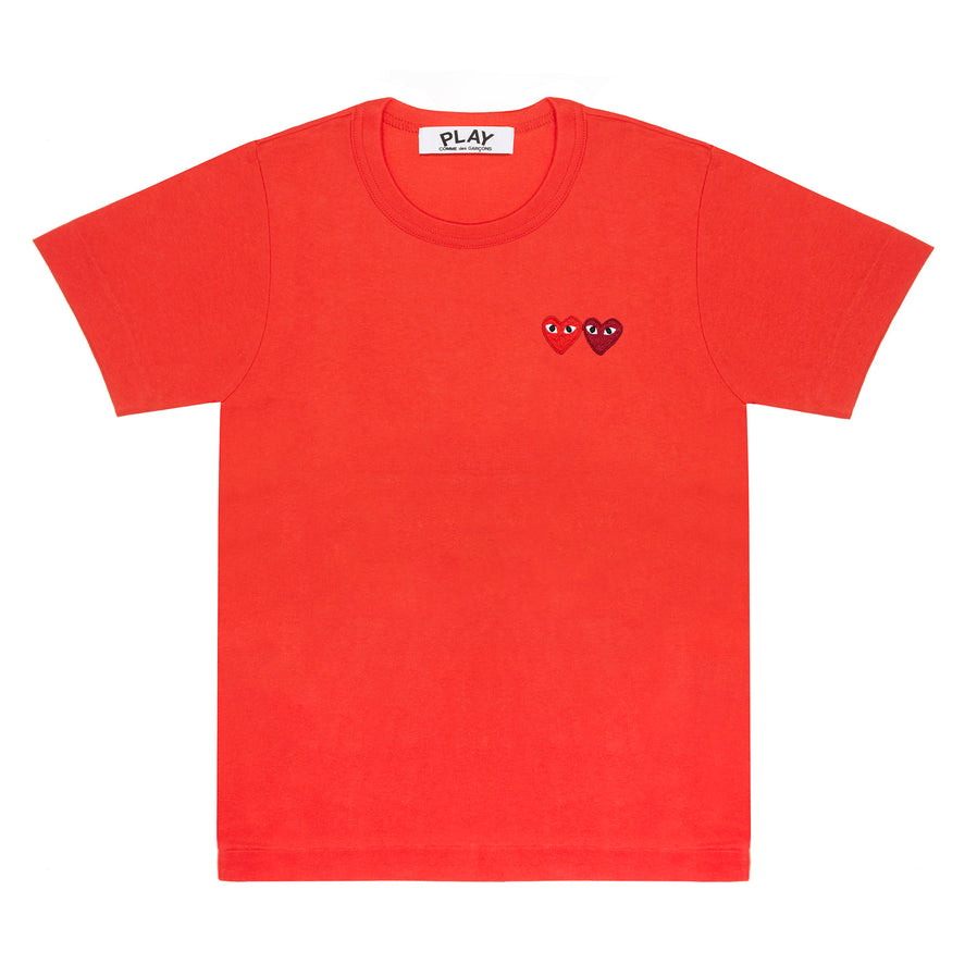 Play - Unisex's T-Shirt with Double Heart - (T226)(Red)
