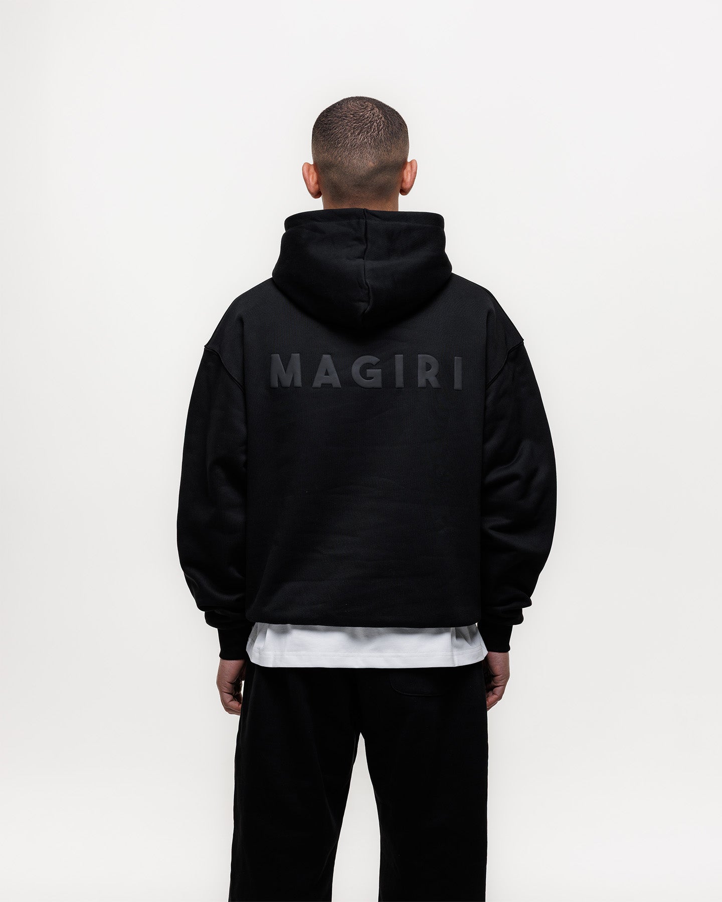 Magiri Core Puff Printed Hoodie in Black