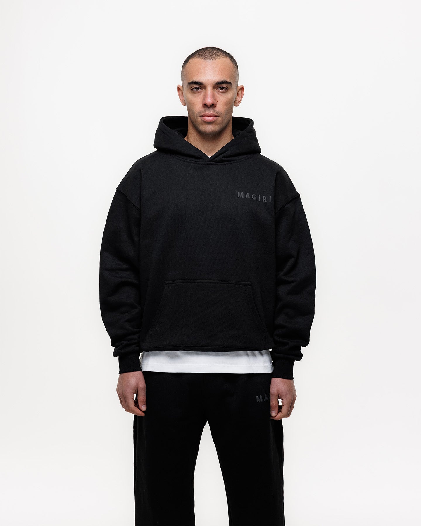 Magiri Core Puff Printed Hoodie in Black