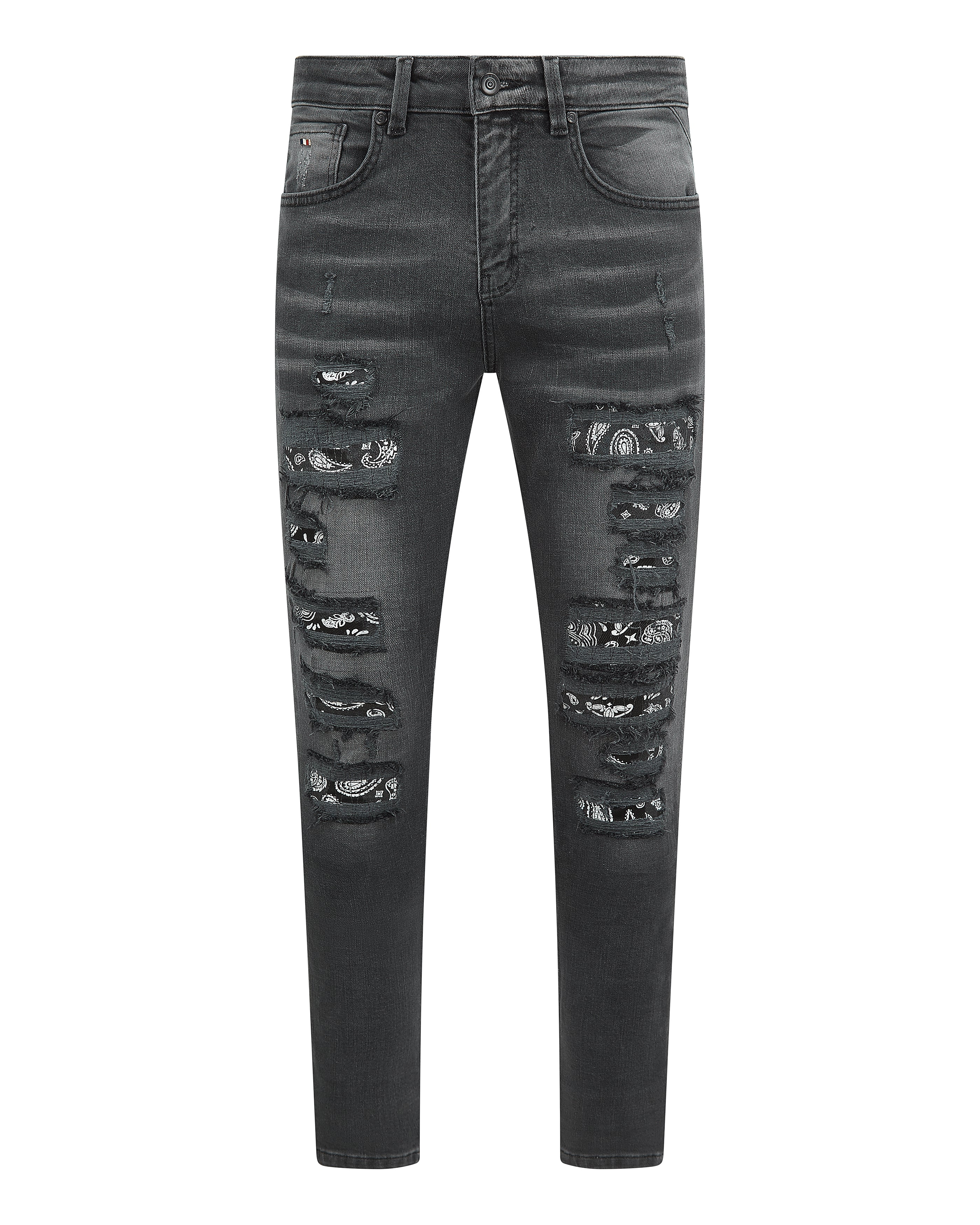 Magiri Bordeaux Bandana Ripped Jeans in Black