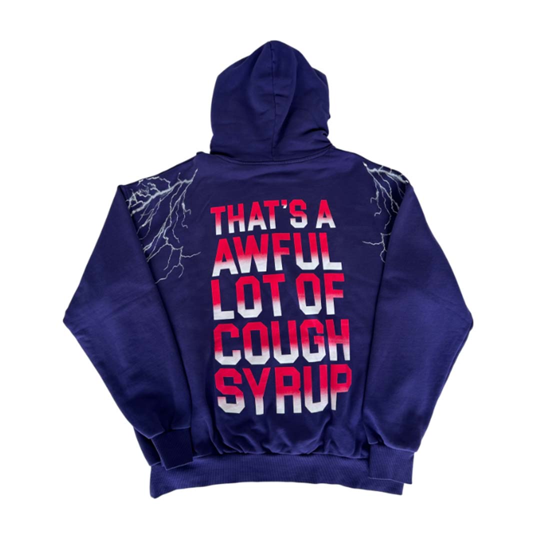 Awful Lot of Cough Syrup Hurricane Hoodie Navy Red