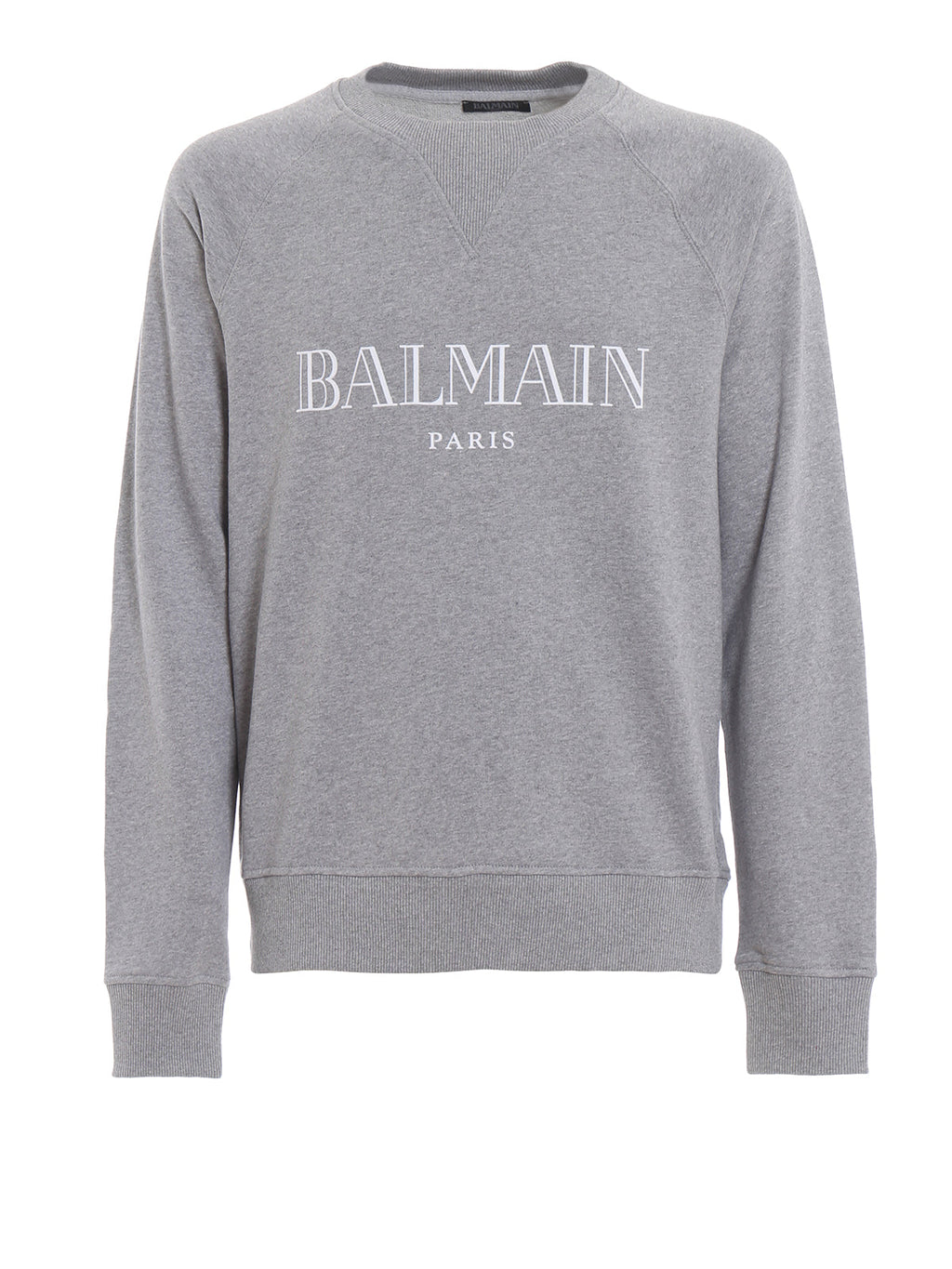 Balmain Silver Text Logo Sweatshirt in Grey