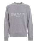Balmain Silver Text Logo Sweatshirt in Grey