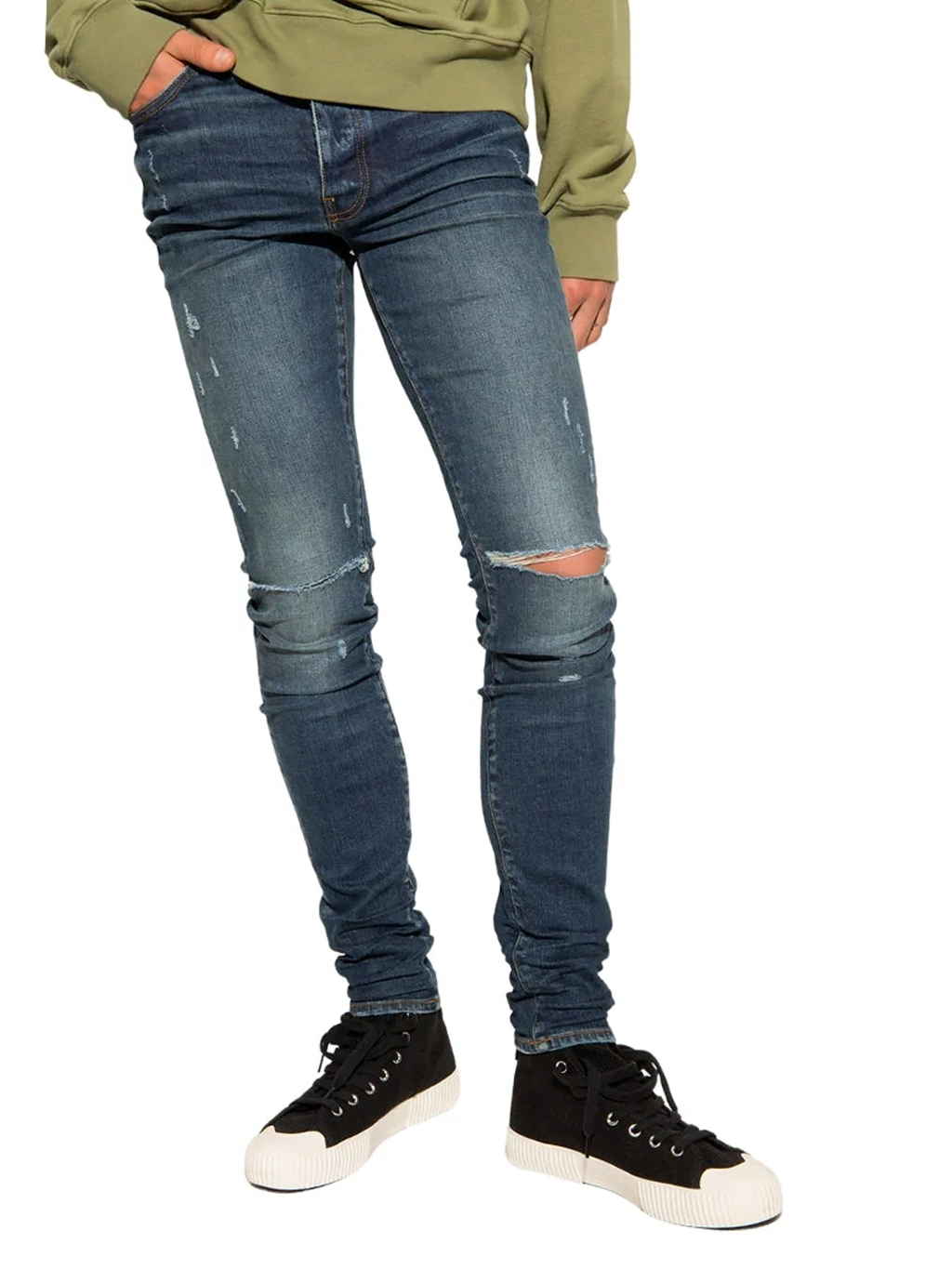 Amiri Slim Fit Slash Classic Denim Jeans in Deep Blue