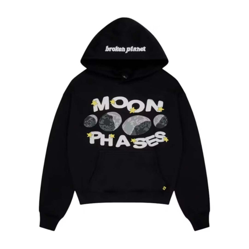 Broken Planet Moon Phases Hoodie Midnight Black