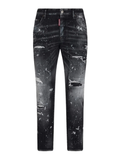 Dsquared2 Paint Splatter Rhinestone Black Wash Skater Jeans