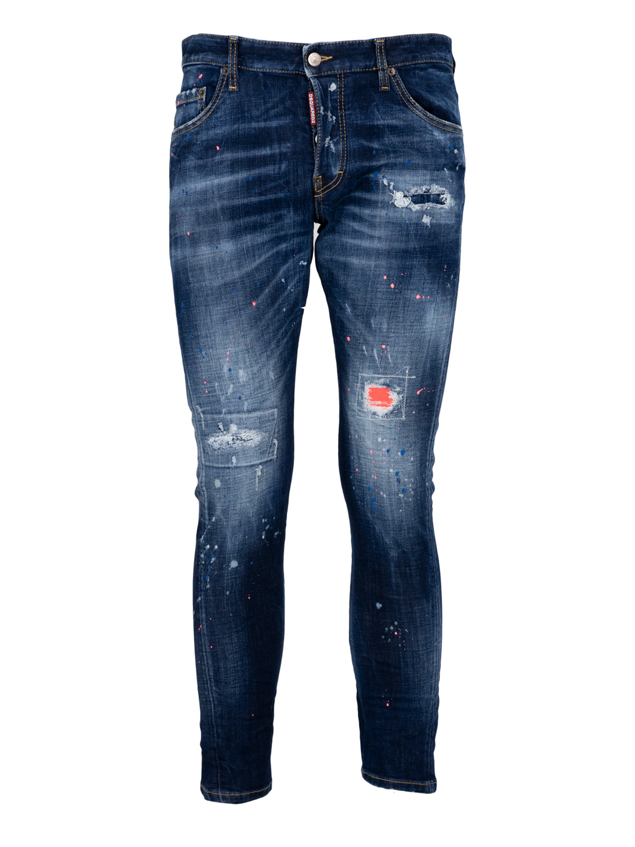 Dsquared2 Dark Neon Splash Ripped Cool Guy Jeans in Blue